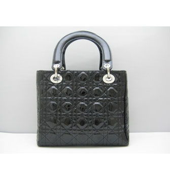 Dior Lady Dior Medium Patent Top Handle Bag Black Dior Lady Dior Medium Patent Top Handle Bag Black
