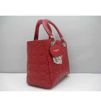 Dior Lady Dior Medium Patent Top Handle Bag Red Dior Lady Dior Medium Patent Top Handle Bag Red