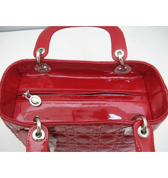 Dior Lady Dior Medium Patent Top Handle Bag Red Dior Lady Dior Medium Patent Top Handle Bag Red