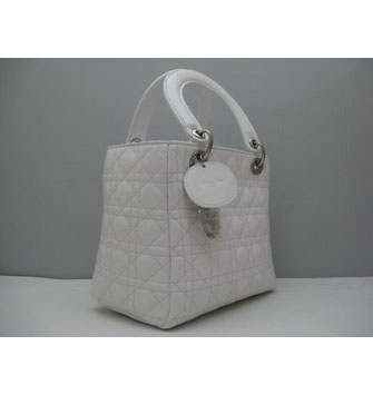 Dior Lady Medium Patent Top Handle Bag White Dior Lady Medium Patent Top Handle Bag White