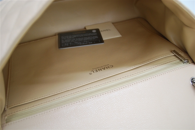 Chanel Jumbo Caviar Flap Bag 36076 Apricot Silver Chain Chanel Jumbo Caviar Flap Bag 36076 Apricot Silver Chain