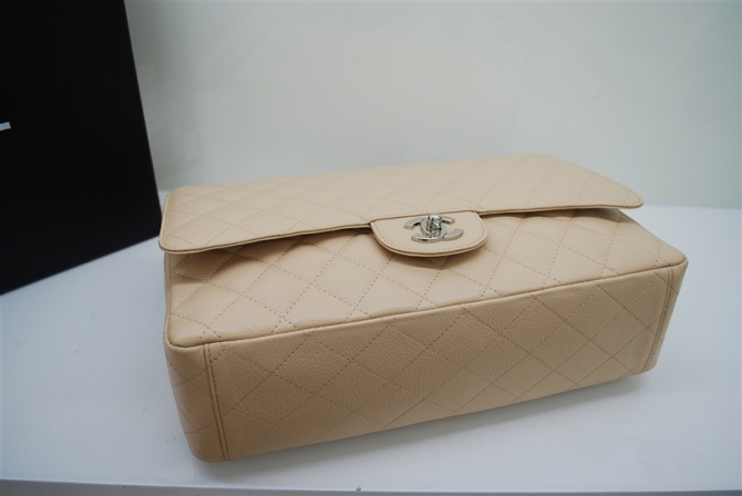 Chanel Jumbo Caviar Flap Bag 36076 Apricot Silver Chain Chanel Jumbo Caviar Flap Bag 36076 Apricot Silver Chain