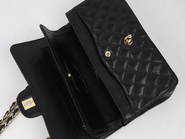 Chanel 2.55 Series Caviar Leather Flap Bag A01112 Black Golden Chanel 2.55 Series Caviar Leather Flap Bag A01112 Black Golden