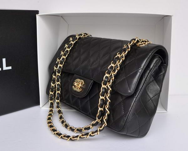 Chanel A1112 2.55 Series Flap Bag Original Leather Black Gold Chanel A1112 2.55 Series Flap Bag Original Leather Black Gold