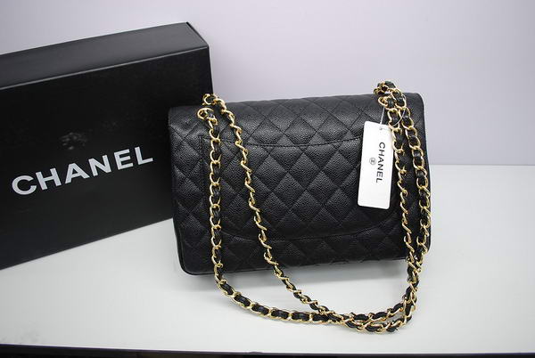 Chanel Jumbo Double Flaps Bag Black Original Caviar Leather A36097 Gold Chanel Jumbo Double Flaps Bag Black Original Caviar Leather A36097 Gold
