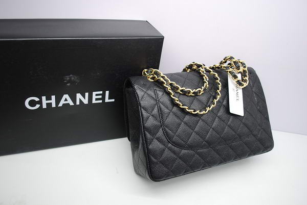 Chanel Jumbo Double Flaps Bag Black Original Caviar Leather A36097 Gold Chanel Jumbo Double Flaps Bag Black Original Caviar Leather A36097 Gold