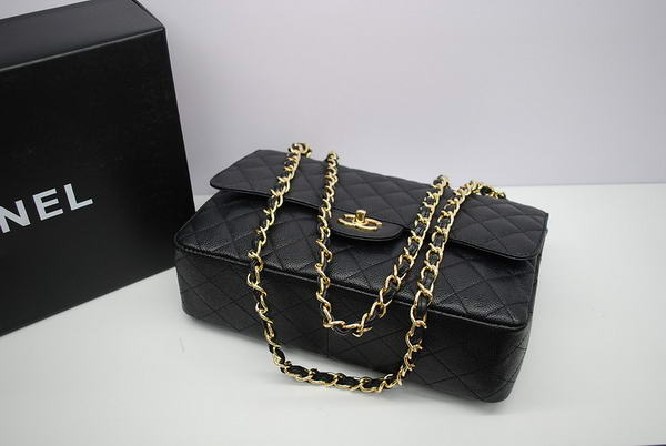 Chanel Jumbo Double Flaps Bag Black Original Caviar Leather A36097 Gold Chanel Jumbo Double Flaps Bag Black Original Caviar Leather A36097 Gold