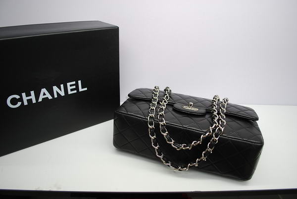 Chanel Jumbo Double Flaps Bag Black Original Lambskin Leather A36097 Silver Chanel Jumbo Double Flaps Bag Black Original Lambskin Leather A36097 Silver