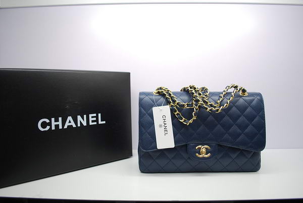 Chanel Jumbo Double Flaps Bag Royalblue Original Caviar Leather A36097 Gold Chanel Jumbo Double Flaps Bag Royalblue Original Caviar Leather A36097 Gold