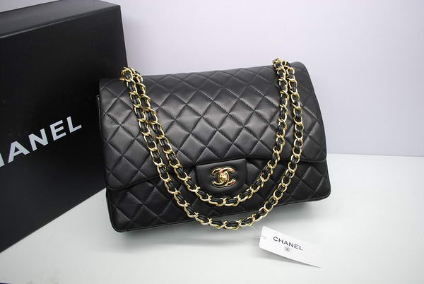 Top Quality Chanel Maxi Double Flaps Bag Black Original Lambskin Leather A36098 Gold Top Quality Chanel Maxi Double Flaps Bag Black Original Lambskin Leather A36098 Gold