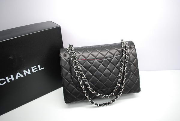 Top Quality Chanel Maxi Double Flaps Bag Black Original Lambskin Leather A36098 Silver Top Quality Chanel Maxi Double Flaps Bag Black Original Lambskin Leather A36098 Silver