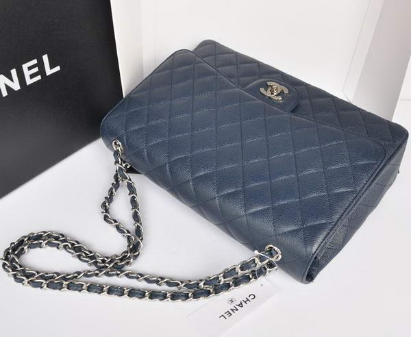 Chanel Original Caviar Leather Jumbo Flap Bag A47600 Blue Chanel Original Caviar Leather Jumbo Flap Bag A47600 Blue