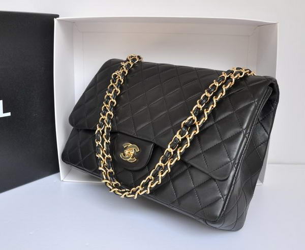 Chanel Original Leather Jumbo Flap Bag A47600 Black Gold Chanel Original Leather Jumbo Flap Bag A47600 Black Gold