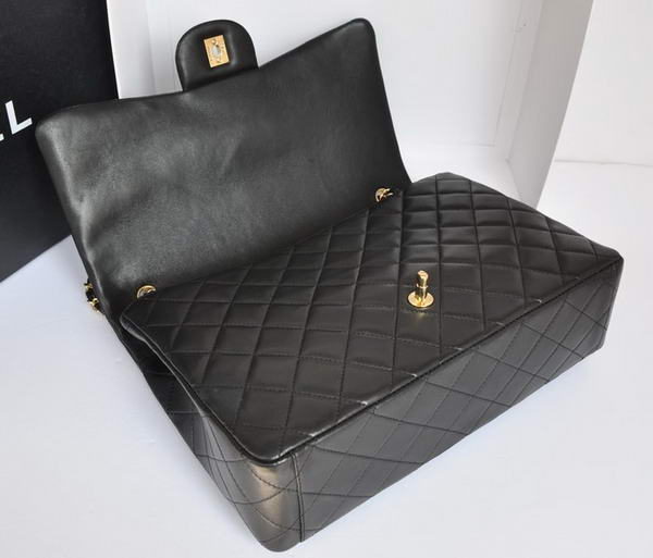 Chanel Original Leather Jumbo Flap Bag A47600 Black Gold Chanel Original Leather Jumbo Flap Bag A47600 Black Gold