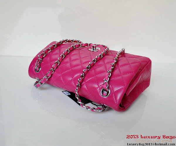 Chanel A01112 Classic Flap Bag Plum Sheepskin Silver Chanel A01112 Classic Flap Bag Plum Sheepskin Silver