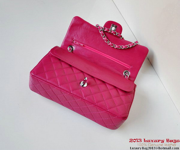 Chanel A01112 Classic Flap Bag Plum Sheepskin Silver Chanel A01112 Classic Flap Bag Plum Sheepskin Silver