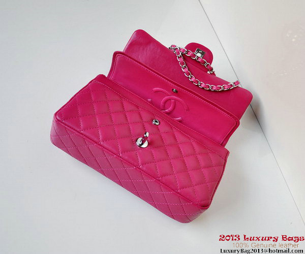 Chanel A01112 Classic Flap Bag Plum Sheepskin Silver Chanel A01112 Classic Flap Bag Plum Sheepskin Silver