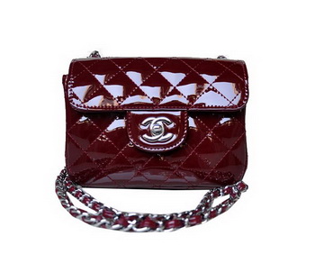 Chanel A01115 mini Flap Bag Bordeaux Patent Leather Silver Chanel A01115 mini Flap Bag Bordeaux Patent Leather Silver