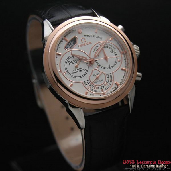 OMEGA DE VILLE CO-AXIAL CHRONOSCOPE Red Gold on Black Leather Strap OM77419 OMEGA DE VILLE CO-AXIAL CHRONOSCOPE Red Gold on Black Leather Strap OM77419