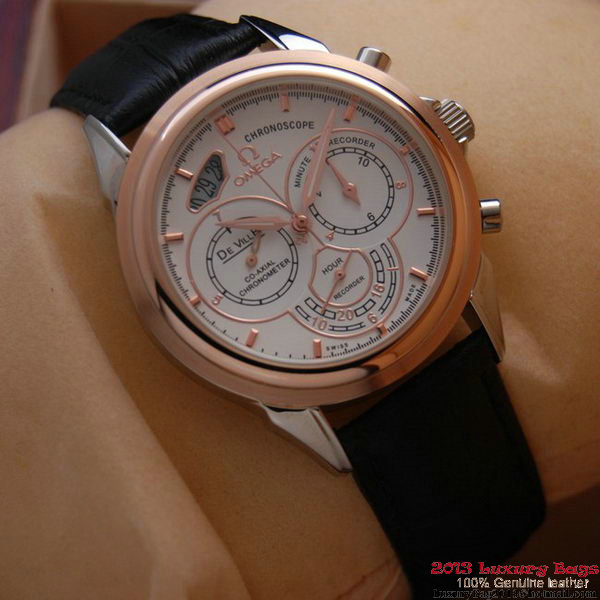 OMEGA DE VILLE CO-AXIAL CHRONOSCOPE Red Gold on Black Leather Strap OM77419 OMEGA DE VILLE CO-AXIAL CHRONOSCOPE Red Gold on Black Leather Strap OM77419