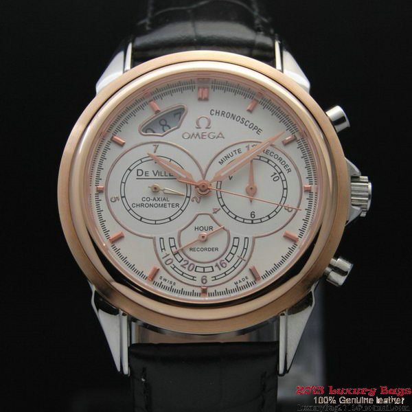 OMEGA DE VILLE CO-AXIAL CHRONOSCOPE Red Gold on Black Leather Strap OM77419 OMEGA DE VILLE CO-AXIAL CHRONOSCOPE Red Gold on Black Leather Strap OM77419