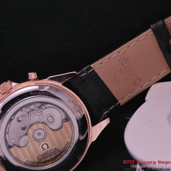 OMEGA DE VILLE CO-AXIAL CHRONOSCOPE Red Gold on Black Leather Strap OM77427 OMEGA DE VILLE CO-AXIAL CHRONOSCOPE Red Gold on Black Leather Strap OM77427