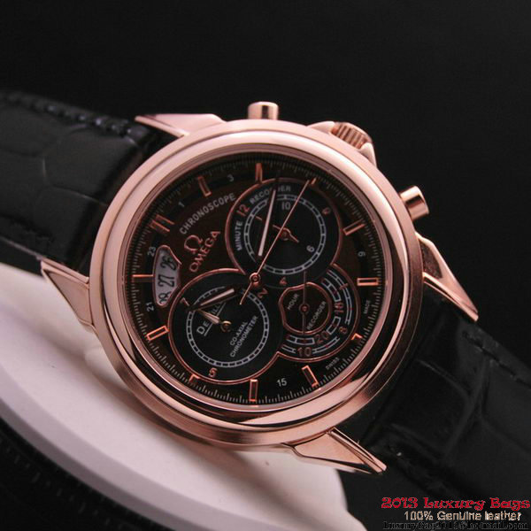 OMEGA DE VILLE CO-AXIAL CHRONOSCOPE Red Gold on Black Leather Strap OM77428 OMEGA DE VILLE CO-AXIAL CHRONOSCOPE Red Gold on Black Leather Strap OM77428