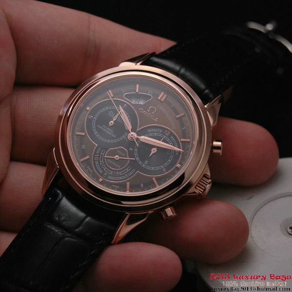 OMEGA DE VILLE CO-AXIAL CHRONOSCOPE Red Gold on Black Leather Strap OM77428 OMEGA DE VILLE CO-AXIAL CHRONOSCOPE Red Gold on Black Leather Strap OM77428
