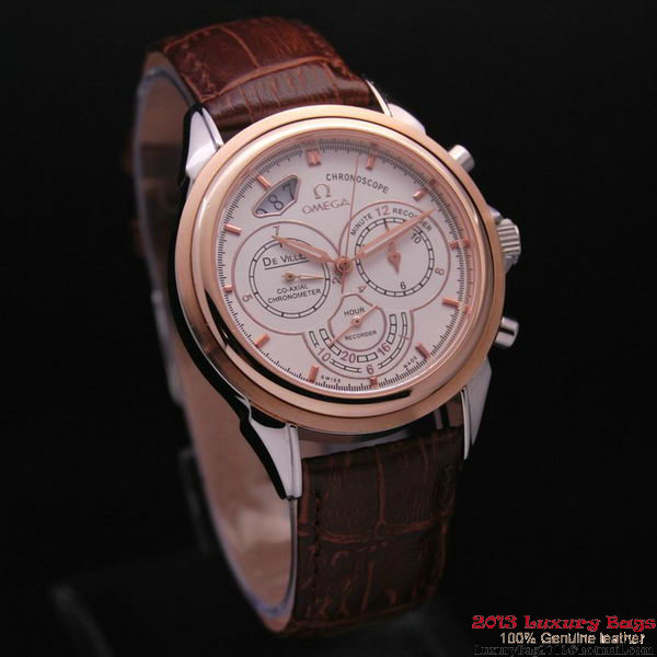 OMEGA DE VILLE CO-AXIAL CHRONOSCOPE Red Gold on Brown Leather Strap OM77418 OMEGA DE VILLE CO-AXIAL CHRONOSCOPE Red Gold on Brown Leather Strap OM77418