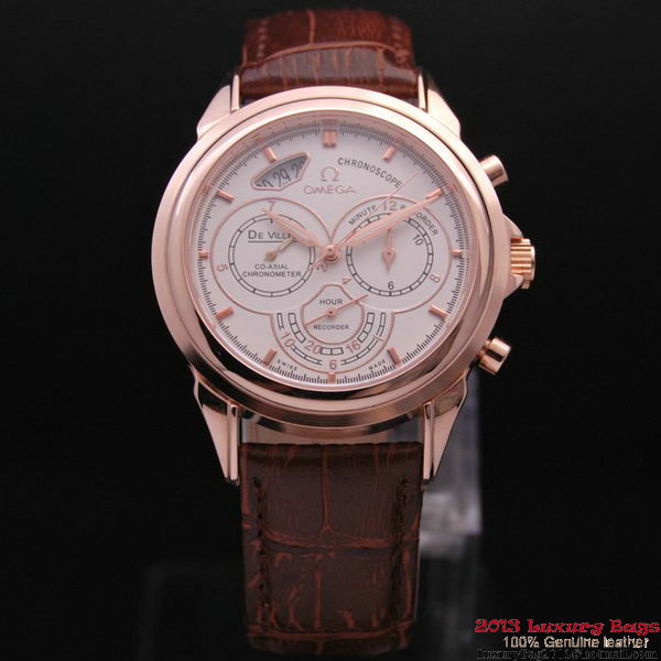 OMEGA DE VILLE CO-AXIAL CHRONOSCOPE Red Gold on Brown Leather Strap OM77424 OMEGA DE VILLE CO-AXIAL CHRONOSCOPE Red Gold on Brown Leather Strap OM77424