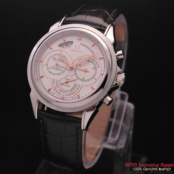 OMEGA DE VILLE CO-AXIAL CHRONOSCOPE Steel on Black Leather Strap OM77403 OMEGA DE VILLE CO-AXIAL CHRONOSCOPE Steel on Black Leather Strap OM77403