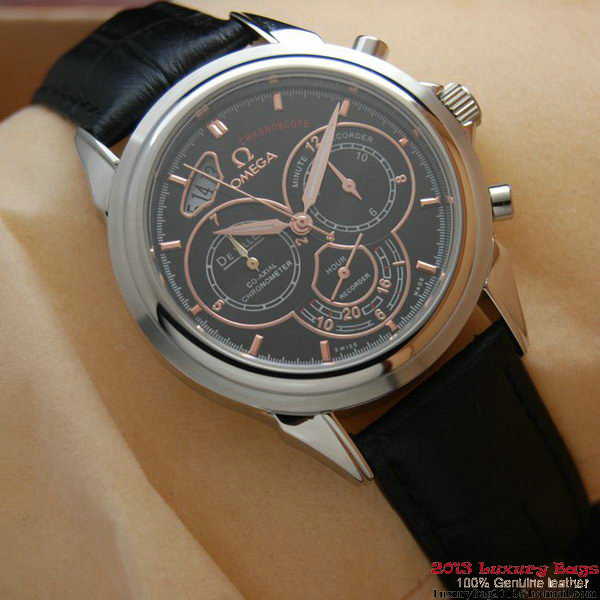 OMEGA DE VILLE CO-AXIAL CHRONOSCOPE Steel on Black Leather Strap OM77409 OMEGA DE VILLE CO-AXIAL CHRONOSCOPE Steel on Black Leather Strap OM77409