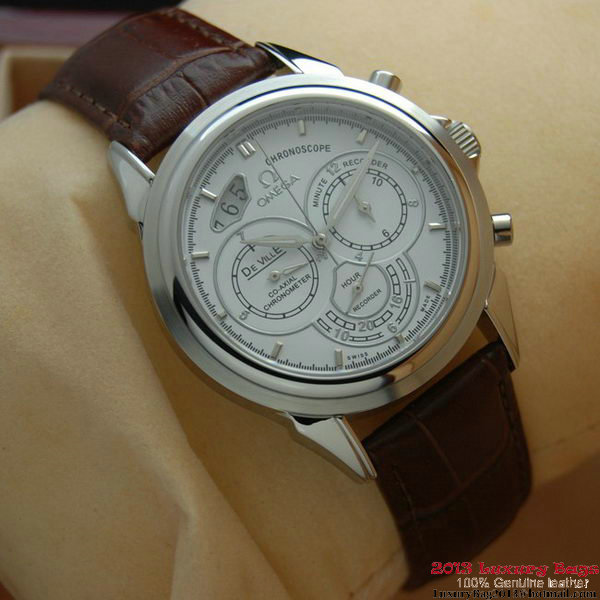 OMEGA DE VILLE CO-AXIAL CHRONOSCOPE Steel on Brown Leather Strap OM77401 OMEGA DE VILLE CO-AXIAL CHRONOSCOPE Steel on Brown Leather Strap OM77401