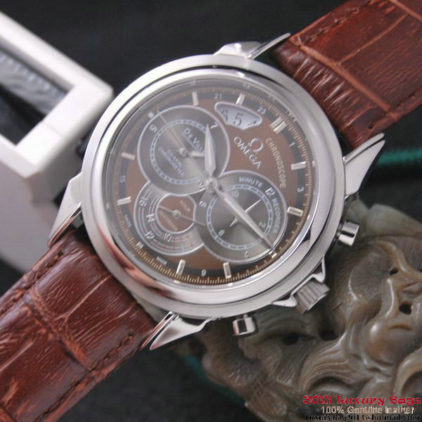 OMEGA DE VILLE CO-AXIAL CHRONOSCOPE Steel on Brown Leather Strap OM77406 OMEGA DE VILLE CO-AXIAL CHRONOSCOPE Steel on Brown Leather Strap OM77406