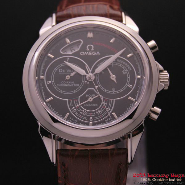 OMEGA DE VILLE CO-AXIAL CHRONOSCOPE Steel on Brown Leather Strap OM77410 OMEGA DE VILLE CO-AXIAL CHRONOSCOPE Steel on Brown Leather Strap OM77410