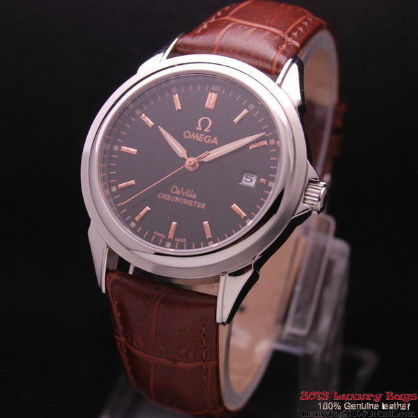 OMEGA DE VILLE Chronometer Steel on Brown Strap OM77303 OMEGA DE VILLE Chronometer Steel on Brown Strap OM77303