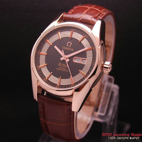 OMEGA DE VILLE HOUR VISION ANNUAL CALENDAR Red Gold on Brown Leather Strap OM77123 OMEGA DE VILLE HOUR VISION ANNUAL CALENDAR Red Gold on Brown Leather Strap OM77123