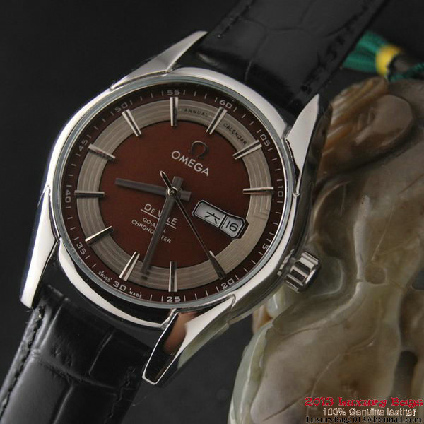 OMEGA DE VILLE HOUR VISION ANNUAL CALENDAR Steel on Black Leather Strap OM77110 OMEGA DE VILLE HOUR VISION ANNUAL CALENDAR Steel on Black Leather Strap OM77110