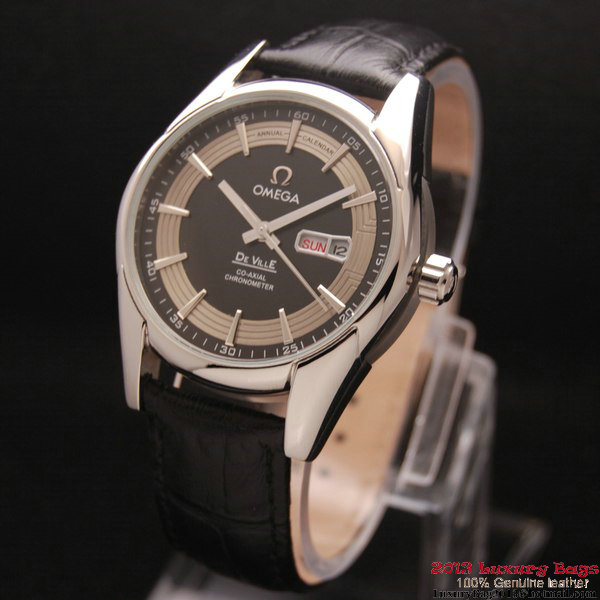 OMEGA DE VILLE HOUR VISION ANNUAL CALENDAR Steel on Black Leather Strap OM77112 OMEGA DE VILLE HOUR VISION ANNUAL CALENDAR Steel on Black Leather Strap OM77112