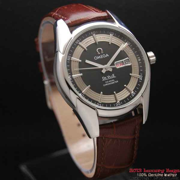 OMEGA DE VILLE HOUR VISION ANNUAL CALENDAR Steel on Brown Leather Strap OM77111 OMEGA DE VILLE HOUR VISION ANNUAL CALENDAR Steel on Brown Leather Strap OM77111