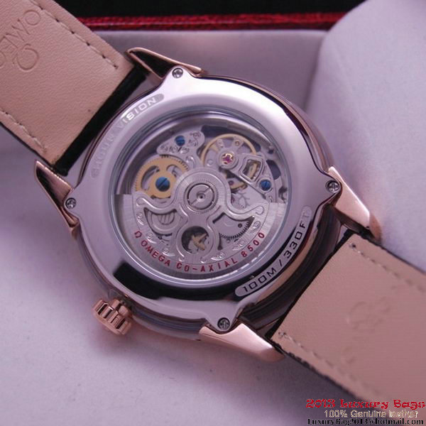 OMEGA DE VILLE Tourbillon Watches Red Gold on Black Leather Strap Om7016