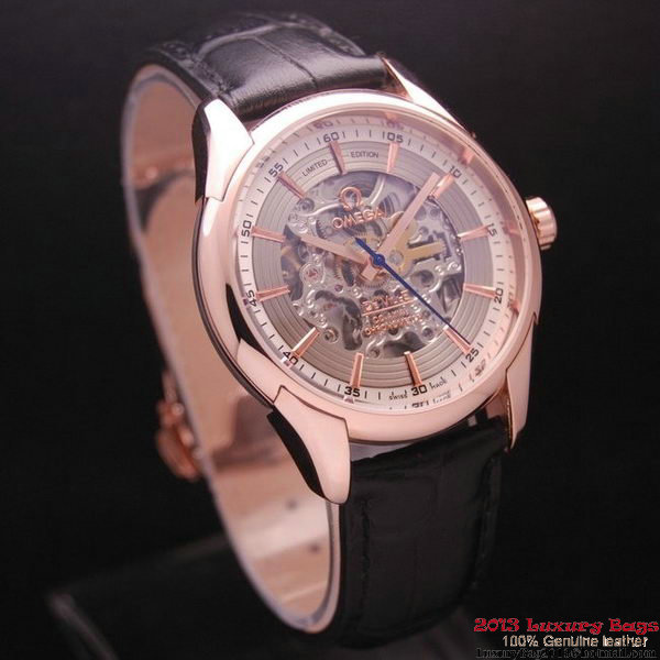 OMEGA DE VILLE Tourbillon Watches Red Gold on Black Leather Strap Om7014 OMEGA DE VILLE Tourbillon Watches Red Gold on Black Leather Strap Om7014