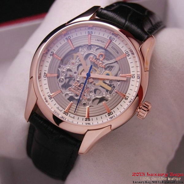 OMEGA DE VILLE Tourbillon Watches Red Gold on Black Leather Strap Om7014 OMEGA DE VILLE Tourbillon Watches Red Gold on Black Leather Strap Om7014