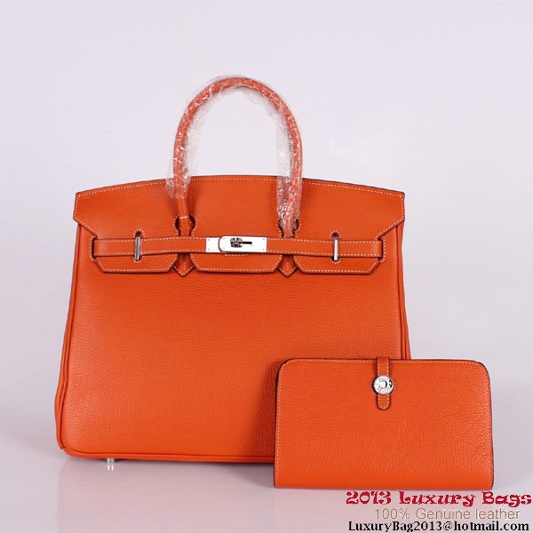 Hermes Birkin 35CM Tote Bag Clemence Leather H-35 Orange Hermes Birkin 35CM Tote Bag Clemence Leather H-35 Orange