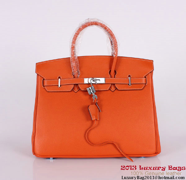 Hermes Birkin 35CM Tote Bag Clemence Leather H-35 Orange Hermes Birkin 35CM Tote Bag Clemence Leather H-35 Orange