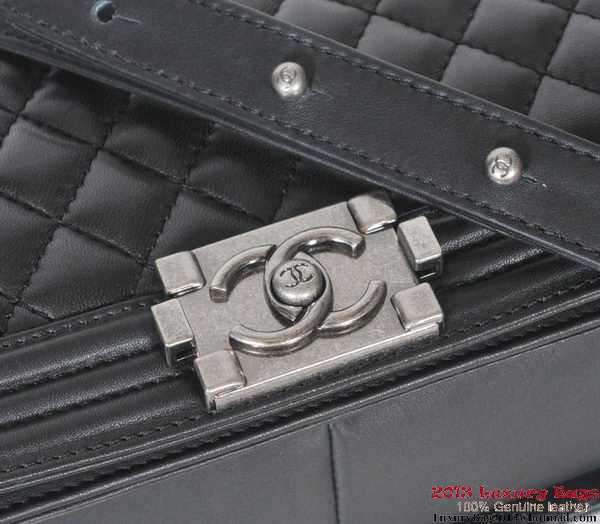 2013 Boy Chanel Flap Shoulder Bag Sheepskin Leather A37003 Black 2013 Boy Chanel Flap Shoulder Bag Sheepskin Leather A37003 Black