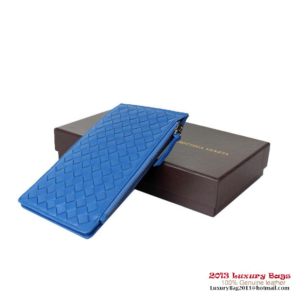 Bottega Veneta Intrecciato Light Calf Card Case BV188 Blue