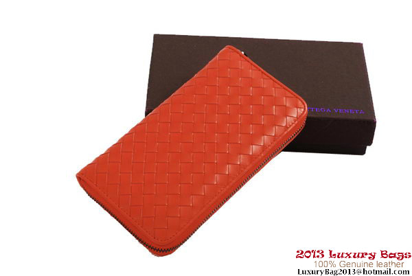 Bottega Veneta Intrecciato Nappa Zippy Wallet BV1571 Orange