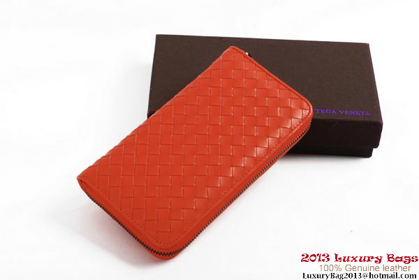 Bottega Veneta Intrecciato Nappa Zippy Wallet BV1571 Orange Bottega Veneta Intrecciato Nappa Zippy Wallet BV1571 Orange