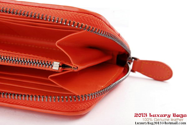 Bottega Veneta Intrecciato Nappa Zippy Wallet BV1571 Orange Bottega Veneta Intrecciato Nappa Zippy Wallet BV1571 Orange